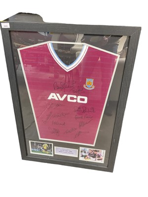 Lot 2505 - Framed and glazed West Ham football shirt