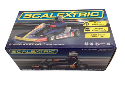 Lot 1921 - Scalextric Super Karts No.1 & No.2, both boxed , plus Rover 3500 & SCX Morgan Aero 8 9$)