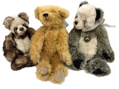 Lot 1905 - Charlie Bear Nicola, Cloth Ears and Anniversary Mia, Steiff Bear 660337, Merrythought Aristocrat Bear and a spotty dog.