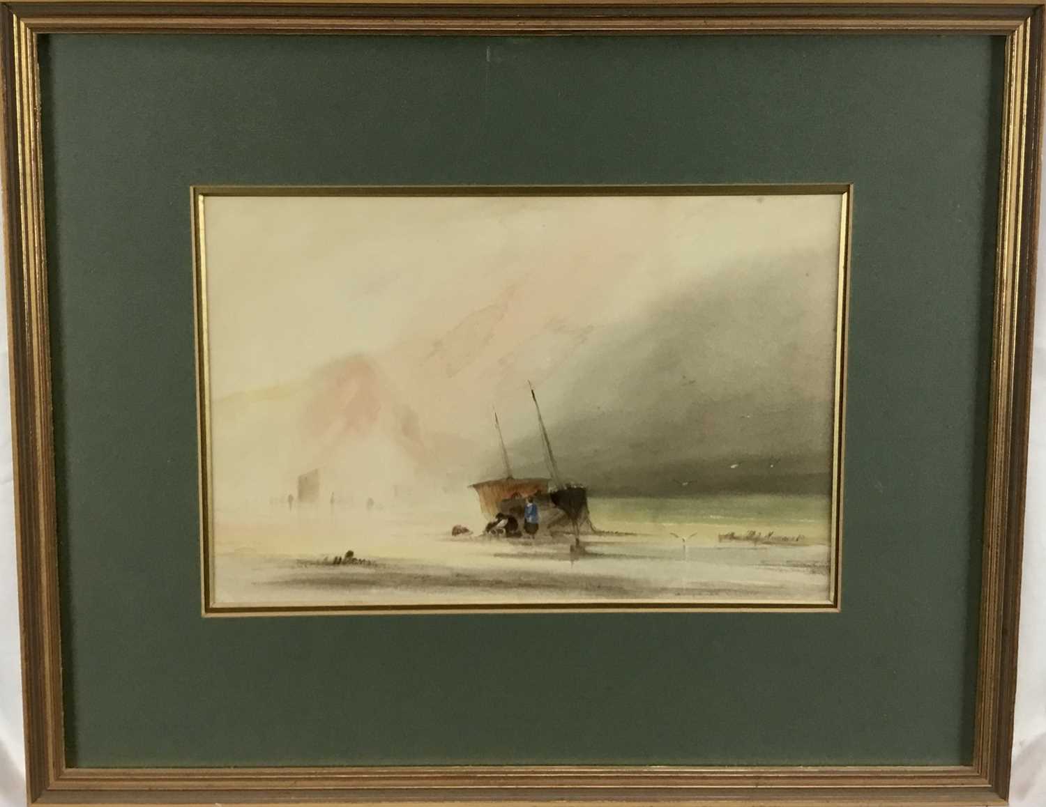 Lot 53 - Henry Barlow Carter (1803-1867) watercolour, beach scene, 20cm x 30cm in glazed frame