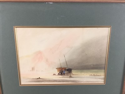 Lot 53 - Henry Barlow Carter (1803-1867) watercolour, beach scene, 20cm x 30cm in glazed frame