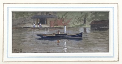 Lot 69 - Mary Foster, 19th century watercolour sketch of The Steamer Sandrin, 4cm x 10cm