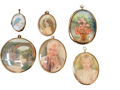 Lot 2503 - Group of modern portrait miniatures together with two catalogues