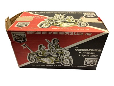 Lot 398 - Cherilea German Army Motorcycle & Side-Car, boxed (heavily taped) No.2605 (1)