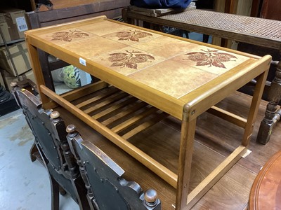 Lot 1265 - Mid century teak and tile topped coffee table