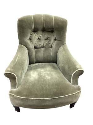 Lot 1203 - Victorian button back easy chair