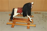 Lot 2745 - Old painted wooden rocking horse,...