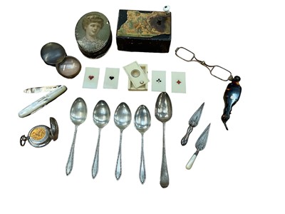 Lot 2444 - Miscellaneous group of items to include a Victorian musical box, Victorian silver sovereign case