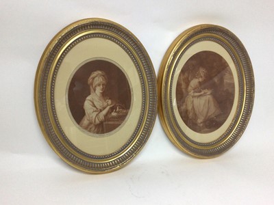 Lot 532 - Pair of oval-framed Angelica Kauffman prints, and five other pictures