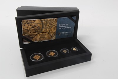 Lot 488 - Tristian Da Cunha - Hattons of London four coin gold proof set (N.B. Diamond shaped) to include Sovereign, ½ Sovereign, ¼ Sovereign and 1/8 Sovereign, Commemorating 125th Diamond Jubliee Anniversar...