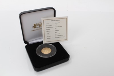 Lot 491 - Tristian Da Cunha - Harrington & Byrne gold matte proof Saint George & Dragon Sovereign 2022 (N.B. Cased with Certificate of Authenticity)