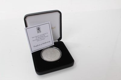 Lot 493 - Tristian Da Cunha - Jubilee Mint Platinum Matte proof Five Laurels in Memoriam of Queen Elizabeth II 2022 (N.B. Wt. 40gms, cased with Certificate of Authenticity) (1 coin)