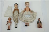 Lot 2752 - 19th century peg doll - wooden construction...