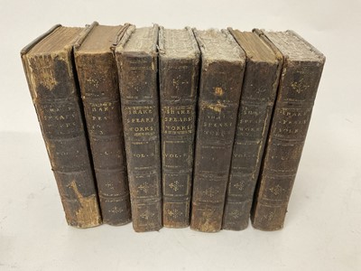 Lot 1550 - The Works of Mr. William Shakespear in Eight Volumes 1714. Small 8vo, seven volumes of the original nine (not eight), original full calf