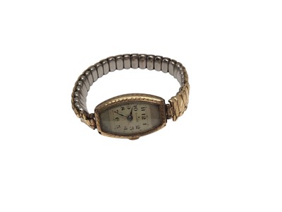 Lot 30 - Rolex 9ct gold cased ladies vintage wristwatch on a replacement gold plated expandable bracelet