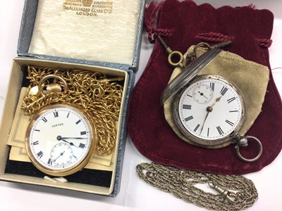 Lot 1000 - Victorian silver full hunter pocket watch, Vertex gold plated pocket watch and chain, selection of old pipes and sundries