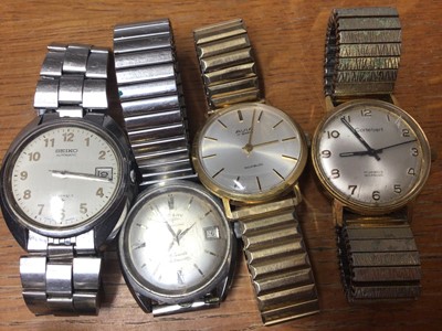 Lot 33 - Group of vintage wristwatches including Accurist, Seiko, Zenith Calendar Marines, Ramona, Sekonda, Ingersoll, Avia, Ebel, Rotary Diademe, J.W.Benson etc