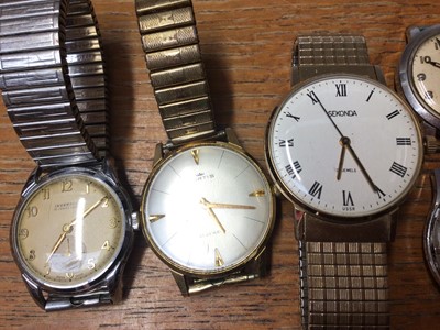 Lot 33 - Group of vintage wristwatches including Accurist, Seiko, Zenith Calendar Marines, Ramona, Sekonda, Ingersoll, Avia, Ebel, Rotary Diademe, J.W.Benson etc