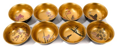 Lot 800 - Japanese set of eight lacquered bowls