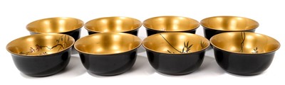 Lot 800 - Japanese set of eight lacquered bowls