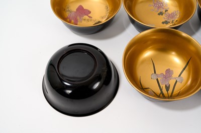 Lot 800 - Japanese set of eight lacquered bowls