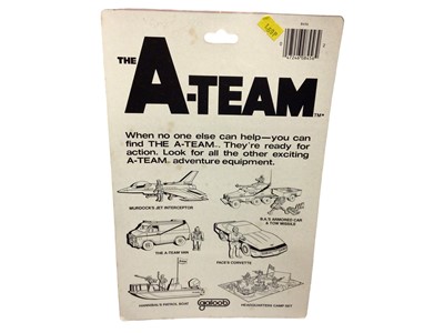 Lot 343 - Galoob c1983 A Team Soldiers of Fortune 3 3/4" four action figures pack including Hannibal, B A Barack's, Face & Murdock with weapon accessories No.8456, plus The Bad Guys four action figures pack...