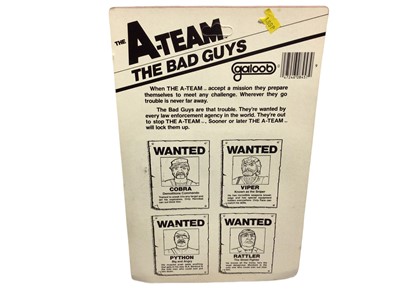 Lot 343 - Galoob c1983 A Team Soldiers of Fortune 3 3/4" four action figures pack including Hannibal, B A Barack's, Face & Murdock with weapon accessories No.8456, plus The Bad Guys four action figures pack...