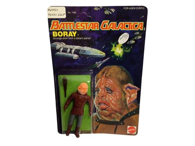 Lot 408 - Mattel 1979 Battlestar Galactica Boray 4" action figure with club,  on Series 2 card and blister pack No.1163 (1)