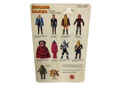 Lot 409 - Mattel 1979 Battlestar Galactica Cylon Commander 4" action figure with cylon laser rifle, on Series 2 unpunched card and blister pack No.1162 (1)