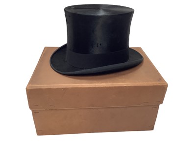 Lot 2117 - Vintage black top hat by Lincoln Bennett in Lincoln Bennett and a Christy's London black top hat in green rexine circular hat box.