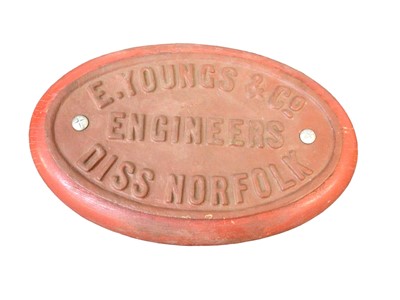 Lot 107 - Makers plate for Youngs & Co of Diss