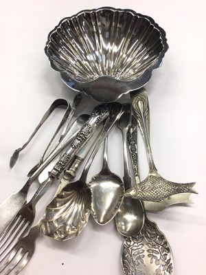Lot 1001 - Chinese silver/white metal rickshaws, rowing boat etc, three silver napkin rings, plated ware and a bedside clock
