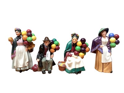 Lot 1215 - Seven Royal Doulton balloon seller figures