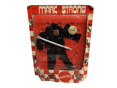 Lot 413 - Mattel 1971 Mark Strong (Big Jim) Commando (black) Outfit, on unpunched card panel (corners bent) with inset blister pack No.8578 (1)