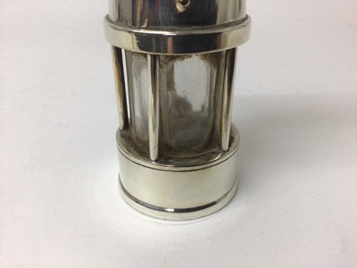 Lot 19 - Unusual silver plated miniature miners lamp