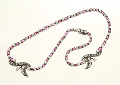 Lot 594 - 1950s diamond and ruby necklace