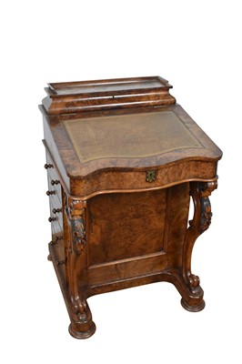 Lot 1306 - Victorian figured walnut davenport