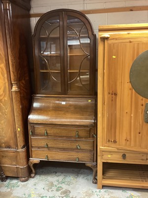 Lot 1215 - 1920s mahogany bureau bookcase