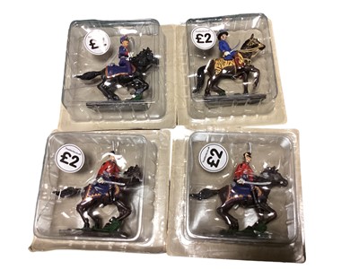 Lot 1990 - Warriors, Archers & crossbow men, diecast Napoleonic Cavalry, Britains Guards & others including mounted Life Guards, plus wooden castle and associated jigsaws and model kits (qty)