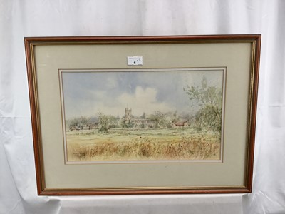 Lot 6 - Terry Jeffrey two watercolours - Stratford St Mary and Mistley, both signed, 24cm x 41cm and 26cm x 29cm, in glazed frames