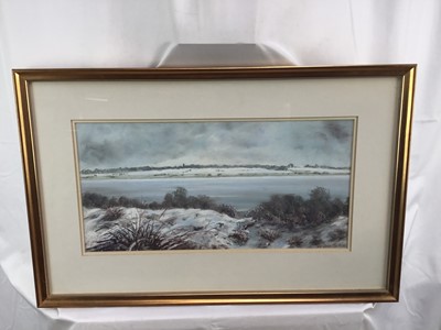 Lot 4 - Anne Mathie, three pastels - Winter Landscapes, The Colne, in glazed frames