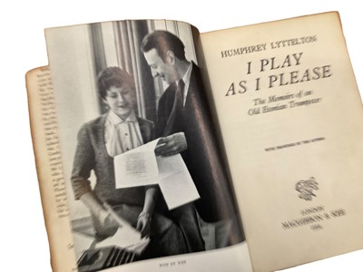 Lot 60 - Humphrey Lyttelton - I play as I please, memoirs of an Old Etonian Trumpet Player, 1954 reprint, signed by the author and his band in 1955, with dust jacket