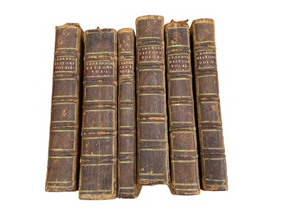 Lot 1579 - The Right Honourable Edward Earl of Clarendon - The History of The Rebellion and Civil Wars in England, Begun in the Year 1641, printed at The Theatre, Oxford, 1717, volumes 1 to 3, each in two par...