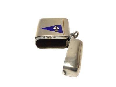 Lot 3 - Victorian silver and enamel Royal London Yacht Sqadron Vesta case with enamelled pennant (London 1894) 50 x 36mm