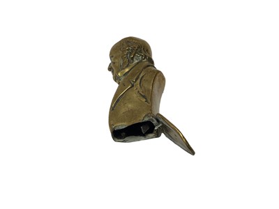 Lot 6 - Victorian brass novelty Vesta case in the form of a bust of William Gladstone 55mm high and another of a lady's leg 55mm (2)