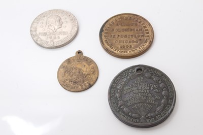 Lot 504 - U.S.A - Mixed AE medallions to include Death of George Washington commemorative December 14th 1799 by Westwood (N.B. Obv: Drill holed at 12 o'clock & edge bruise) otherwise GF, Columbian Exposition...