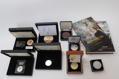 Lot 507 - World - Mixed coins and medallions to include Gibraltar 'Flanders Field' Poppy Crown 2021, Silver medallions 75th Anniversary of the Hawker Hurricane Fighter Aircraft with enclosed piece of Hawker...