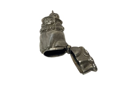 Lot 13 - Two modern silver novelty Vesta cases in the form of Mr Punches dog 65mm and a peanut 40mm (2)