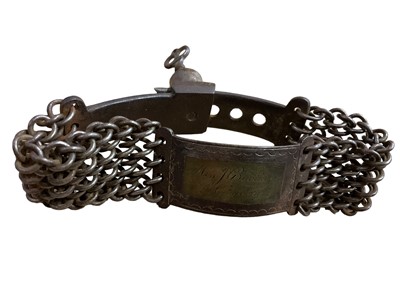 Lot 2630 - Rare Georgian steel, wire-mesh dog collar with key (1 item)