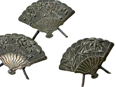 Lot 2629 - Hong-Kong circa 1900 silver .900 hallmarked fan shaped dining table markers